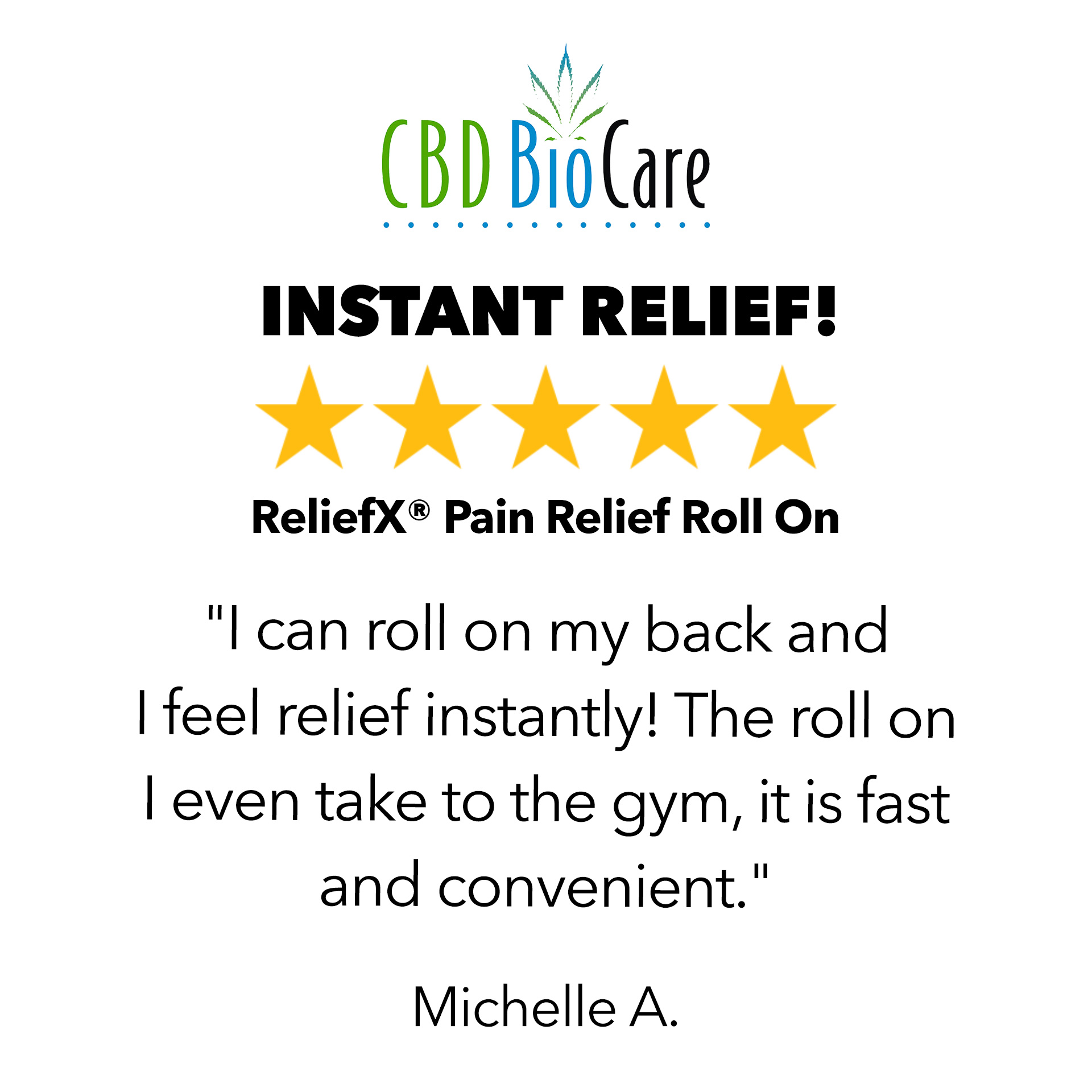 5-star review: Instant Relief — ReliefX Pain Relief Roll On